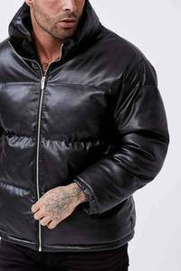 2023 Otoño Invierno High Street Puffer chaqueta de cuero Original de cuero bordado personalizado impermeable a prueba de viento de alta calidad - Product Image 3