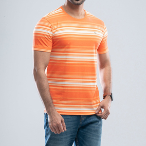 Drop Shipping Color Block T-shirts à rayures pour hommes Col rond Vente en gros T-Shirt à rayures O-Neck Short Sleeves Stripe Tee Custom - Product Image 3