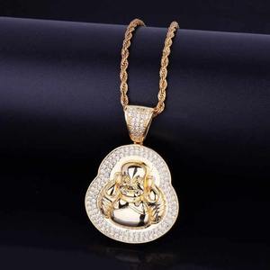 Elegante colgante de Buda en oro de 18 quilates y plata 925 Micro Moissanite Pave Spiritual Jewelry Charm para suministro al por mayor B2B - Product Image 2