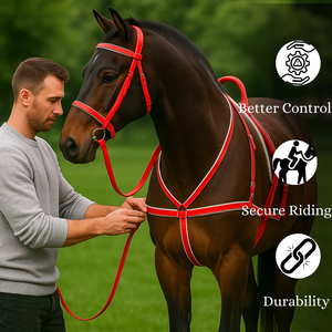 Brida de Cuero de Lujo para Caballo con Martingala |   Diseño Occidental |   Duradero y Cómodo |   Equipo Ecuestre Premium |   Conjunto de Equipo de Equitación - Product Image 3