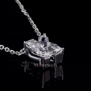 Pendentif unisexe en diamant cultivé en laboratoire HPHT Bijoux en argent fin avec certificat DEF VVS X Lettre IGI Matériau en or blanc - Product Image 1