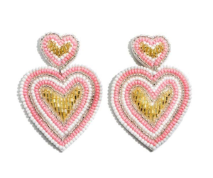 Pendientes de cuentas para el Día de la Madre, pendientes de cuentas en forma de corazón, joyería para el Día de la Madre, bordado en forma de corazón - Product Image 3