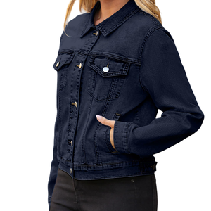 Veste en jean tendance pour femmes manteau en jean déchiré décontracté vêtements de sortie confortables avec un design personnalisé - Product Image 1