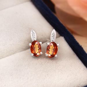 Elegant <b>Gold</b> Plated 925 Sterling Silver Statement Earrings Natural Yellow Citrine Stud Bridesmaid <b>Jewelry</b> Gift for Women Party - Product Image 4