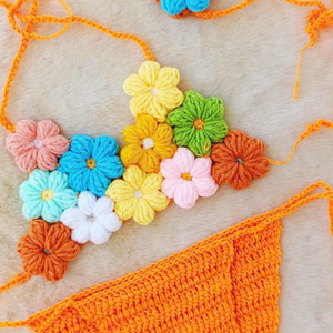 Femmes Crochet deux pièces Bikini ensembles maillot de bain imprimé fleuri hauts et shorts taille haute tenues de plage OEM ODM fabriqué au Vietnam - Product Image 6