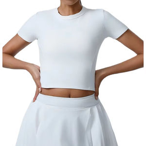 Ensemble de tennis demi-manche pour femme confortable été Slim ajusté vêtements de sport avec motif solide goutte épaule jupe 2 pièces chemise pour l'hiver - Product Image 6