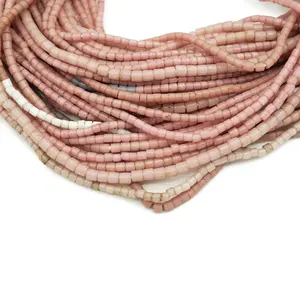 Vente en gros de perles de verre rose d'inspiration vénitienne vintage africaines du Ghana perles pastel douces perles de verre au chalumeau en cristal - Product Image 2