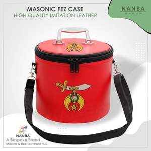 Étui de chapeau Fez de la franc-maçonnerie brodé à la machine, boîte de rangement de luxe pour chapeau Fez - Cuir imitation, cadeaux OES - Product Image 4