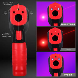 Termómetro infrarrojo industrial profesional 12:1 Temperatura sin contacto con humedad, punto de rocío, tipo K y función de luz UV - Product Image 5