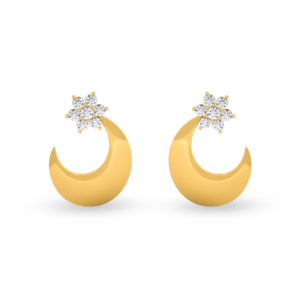 Fantastic Half <b>Moon</b> & <b>Star</b> Gold Stud's <b>Earrings</b> 14k 18k Yellow Solid Gold With VVS Quality Verified Lab Grown For Women - DS0506 - Product Image 6