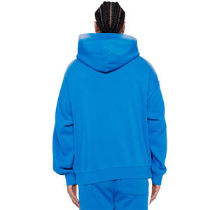 2023 High Street plus confortable hommes bleu goutte épaule côté Spray lavé détails pull à capuche avec poche kangourou à vendre - Product Image 5