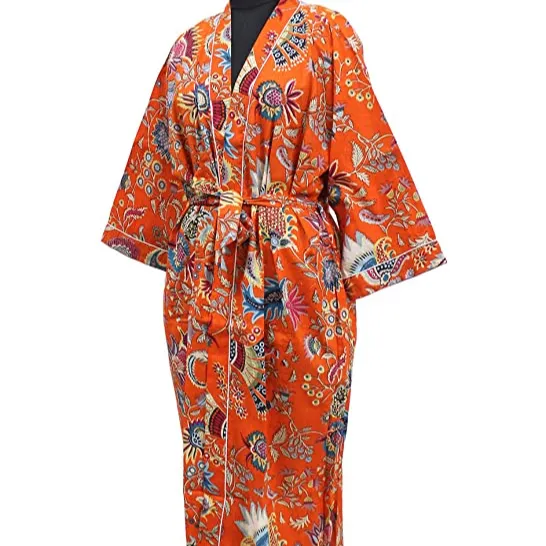 Icc Kaftan Top Nachtjapon Voor Vrouwen Katoen Jurken Stijlvolle Nieuwste Kimono Voor Vrouwen Gedrukt Nachtkleding Badjas Vrouwen Lange gewaden