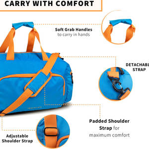 Sac de sport vibrant – Sac de sport bleu et orange avec plusieurs compartiments zippés et bandoulière réglable - Product Image 5