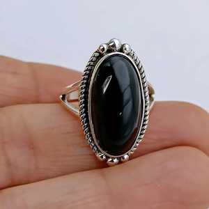 Anillo de Ónix Negro Hecho a Mano, Plata de Ley 925, Piedra de Nacimiento de Julio - Product Image 2