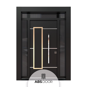 ABSDOOR PANDORA Porte d'entrée intérieure en acier de luxe, panneau en verre incassable, entrée d'appartement, isolation phonique et thermique, Turquie - Product Image 1