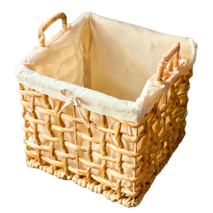 Corbeille à linge carrée en rotin jonc de mer avec doublure amovible - Product Image 1