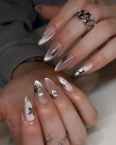 เครื่องมือทำเล็บแบบกดที่มีสีสันสวยงามเป็นมิตรกับสิ่งแวดล้อมวัสดุ ABS สไตล์อัลมอนด์/โลงศพสี่เหลี่ยมมาพร้อมกับกาว - Product Image 1