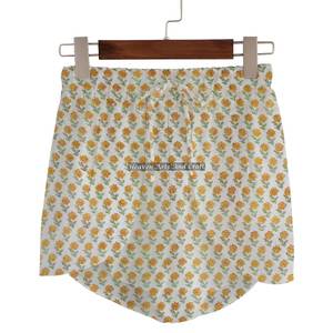 Shorts de Algodón con Estampado Sanganeri para Mujer, Ropa de Verano, Shorts Cruzados con Estampado de Bloques, Colección Playa para Chicas - Product Image 5