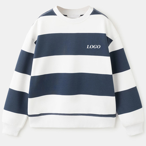 เสื้อสเวตเชิ้ตผ้าฝ้ายผสมลายทาง สำหรับผู้ซื้อขายส่ง คอกลม แขนยาว / เสื้อสเวตเชิ้ตเด็กผู้ชายราคาถูก สไตล์ลำลอง - Product Image 1