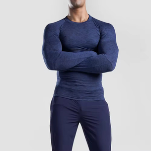 Chemises pour hommes, t-shirts de compression de haute qualité pour la salle de sport, vêtements de sport athlétiques, t-shirts de musculation à manches longues pour la salle de sport - Product Image 4