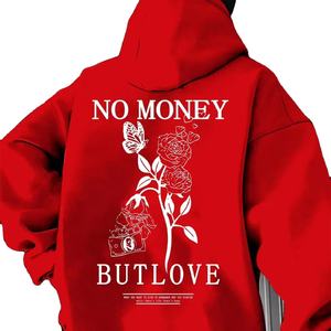 Veste à capuche à épaules tombantes à la mode pour le printemps et l'automne pour les couples New Loose Men's Floral Letter Print Hooded - Product Image 1