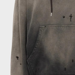 Sudadera con capucha para hombre con cremallera lavada con ácido desteñida al sol bordada con etiqueta tejida de 100% g/m² y felpa francesa pesada 450 algodón con logotipo personalizado - Product Image 4