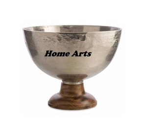 Aluminium Chocolates <b>Bowl</b> With Wood Stand Premium Quality Round Shape <b>Dessert</b> <b>Bowl</b> With Stand At Low Price - Product Image 1