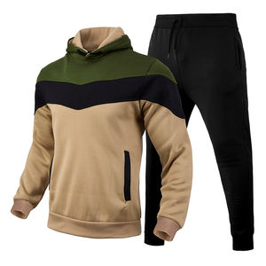 ชุดสูทแบบมีฮู้ดสำหรับผู้ชายสไตล์ฤดูใบไม้ผลิกางเกงวอร์มแบบมีฮู๊ดสำหรับใส่วิ่งจ็อกกิ้งสีดำพิมพ์ลายโลโก้ออกแบบได้ตามต้องการ - Product Image 4