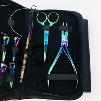Meilleures ventes : Kit d'outils et d'extensions capillaires en acier inoxydable avec revêtement couleur plasma arc-en-ciel, usage commercial, avec pinces, logo personnalisé