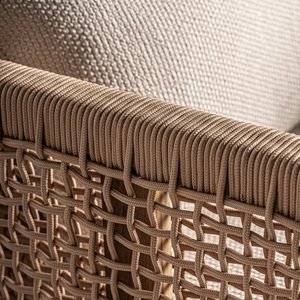 Sillón de madera maciza natural con ratán suave y cómodo asiento de tela de aspecto escandinavo con materiales atemporales - Product Image 6