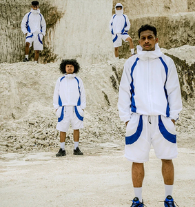 Vestes zippées en nylon pour hommes Joggers Suit Breathable Winter Windbreaker Short Set Solid Pattern Plus Size Seamless Lightweight - Product Image 2