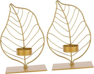 Leaf Candlestick Wrought Iron Candle Holder <b>Crafts</b> Living Room Decor Black Candlelight Stand for Halloween - Product Image 5