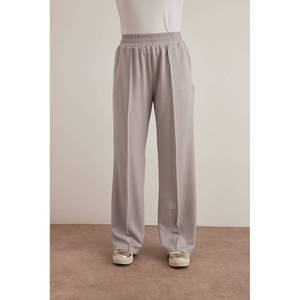 Pantalon décontracté taille haute élastique à jambes larges, respirant, teint uni, tailles XL-3XL - Product Image 5