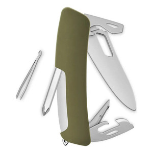 Coltello Tascabile Swiza Allmatt Single Hand SH04R con 12 Funzioni, Verde Oliva - Product Image 2