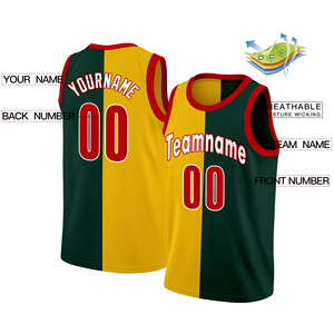 Maillot de basketball personnalisé noir-jaune-vert tendance, modèle 2025, unisexe, qualité supérieure, manches courtes, anti-bactérien - Product Image 2