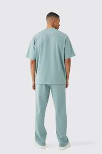 สินค้ามาใหม่ ชุดลำลองฤดูร้อนสำหรับผู้ชาย เสื้อเชิ้ตแขนยาวผ้าฝ้าย 2 ชิ้น ชุดเซ็ตพร้อมปักโลโก้ ระบายอากาศได้ดี - Product Image 2