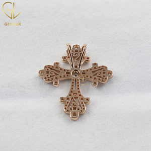 Haute à la demande bijoux fins Vintage croix pendentif coupe ronde Moissanite diamant filigrane croix pendentif à breloque - Product Image 4