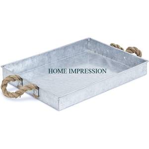 Bandeja de servicio redonda de Metal galvanizado, casa de campo, rústica, grande, para exteriores, para alimentos, bandeja de aperitivos segura, decoración Vintage para hogares o cocinas - Product Image 3