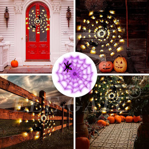 Luci LED a Forma di Ragnatela per Halloween, Decorazione a Batteria per un'Atmosfera Infestata - Product Image 3