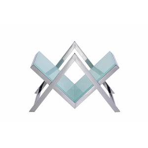 Luxurious Design Stainless Steel & Glass Magazine Rack Superb Quality Magazine Holder for <b>Home</b> & Office Decor Wholesale Price - Product Image 2