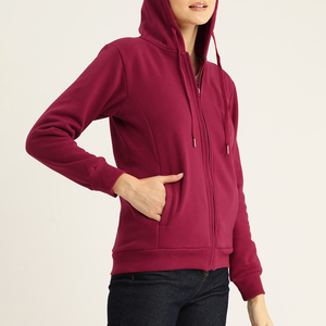 Sudadera con Capucha y Cremallera para Mujer, de Alta Calidad, Gruesa para Invierno, 100% Algodón, Color Sólido, Colores y Tallas Personalizables, Servicio OEM - Product Image 4