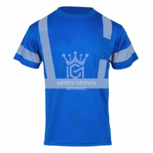 เสื้อยืดไฮวิสของผู้ชายเสื้อ100% คอตตอนถักแขนสั้นสีเหลืองเสื้อเซฟตี้สำหรับทำงาน - Product Image 4