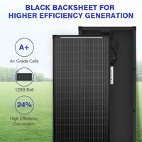 Panneau solaire monocristallin Rvpozwer 100W à cadre noir, double vitrage, demi-cellules, efficacité 22%, garantie 25 ans pour stockage d'énergie sur toiture