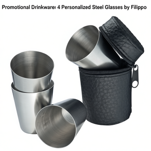 Promotional Drinkware 4 Personalized Steel <b>Glasses</b> by Filippo - Product Image 2