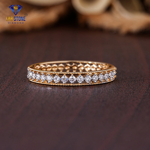 0.23 TDW Bague en diamant de laboratoire à coupe ronde en or jaune 18 carats pour fiançailles ou mariage Bijoux HPHT/CVD - Product Image 1