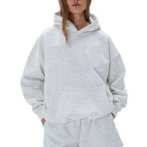 Sudadera con capucha de gran tamaño para mujer, tejido de punto de algodón 100%, patrón sólido forrado transpirable, peso pesado de invierno, 440G, gimnasio - Product Image 4