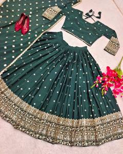 Designer Silk Winter Party Wear Lehenga Choli with Dupatta <b>Embroidery</b> Work - Product Image 2