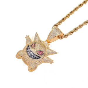 Collier pendentif Gengar en or blanc massif 10K avec moissanite 5.5tcw plaqué rhodium, style hip-hop glacé, unique 'Or' - Product Image 3