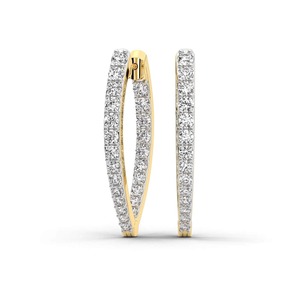 Grand <b>Round</b> Lab Grown Diamond Hoop Earrings 2 Ct Tw F-G Color VS Clarity 14K Solid Gold Red <b>Carpet</b> Worthy Full Pave Shine - Product Image 3