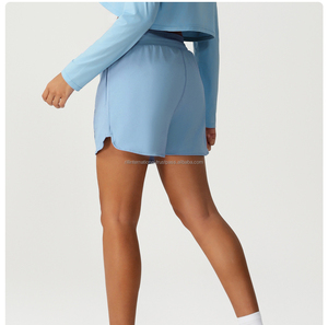 Shorts Deportivos de Alta Calidad para Mujer, con Logotipo Personalizado, 2 en 1, para Yoga, Running, con Estampado de Letras, Cintura Alta, Estilo Biker - Product Image 4